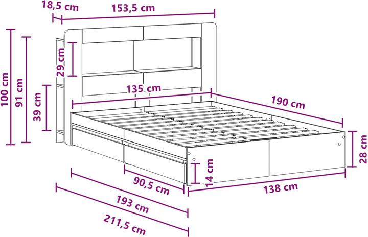 Image du produit vidaXL Bettrahmen (135 x 190 cm)