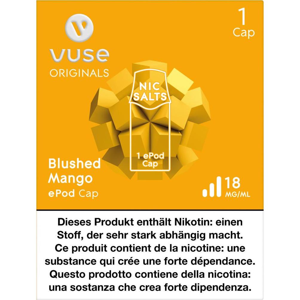 vuse epod caps blushed mango Vuse ePod Caps 275 Züge 12/18 mg/ml Vuse Pod System kaufen main image 0