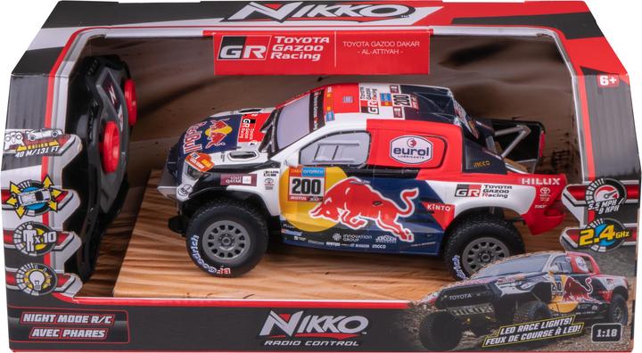 Actual product image Nikko RC 10591 Night Mode Toyota Gazoo Dakar, remote-controlled Red Bull rally car, realistic Det