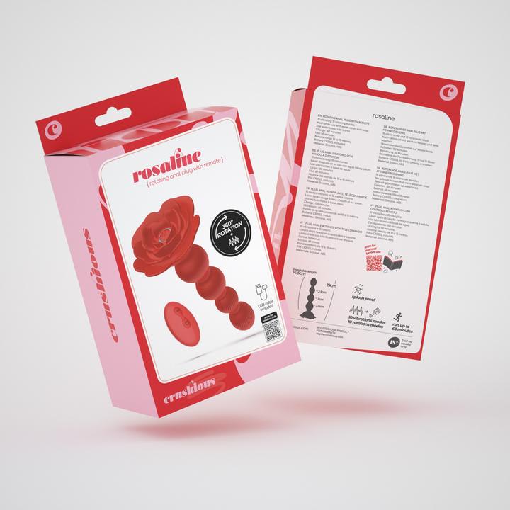 Produktbild Crushious Rosaline - Rotating Anal Rose Plug with Remote Control - Red
