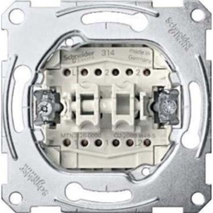 Schneider Electric Merten Doppel-Treppenschalter 10A 250V IP20 (MTN3126-0000), Taster + Schalter