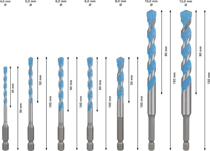 Image du produit Bosch Professional Zubehör Expert HEX-9 Multi Construction Bohrer-Set (8.0 millimètres, 10.00 millimètres, 5.0 millimètres, 12.0 millimètres, 6.0 millimètres, 4.0 millimètres)
