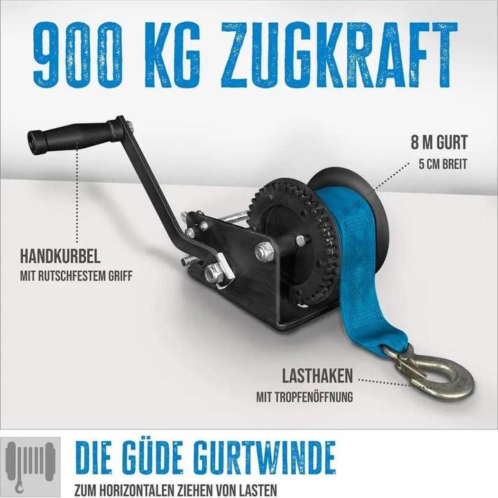 Actual product image Güde Belt winch " GGHW 900/8 " Extra strong, 900 kg tractive force