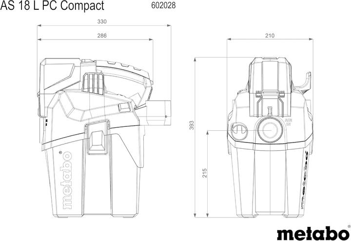 Nutritional values and ingredients Metabo AS 18 L PC Compact (Wet dry vacuum cleaner)