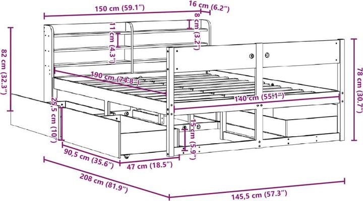 Image du produit vidaXL Bettgestell (140 x 190 cm)