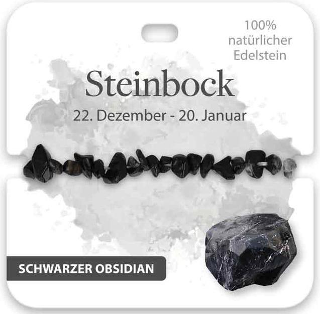 Actual product image BB Klostermannn Armband Edelstein Schwarzer Obsidian Steinbock (16 cm, Black obsidian)