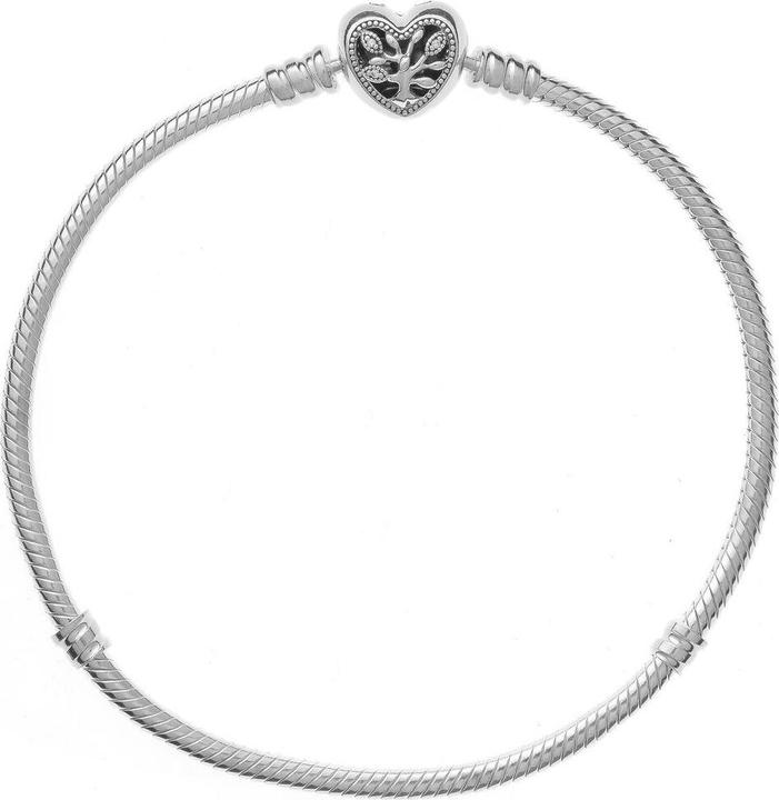Actual product image Pandora Snake Chain Heart Clasp Bracelet (18 cm, Silver 925, Enamel)