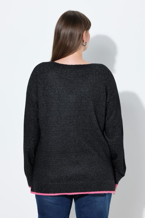 Produktbild Ulla Popken Pullover, Herzstickerei, V-Ausschnitt, Langarm (54)