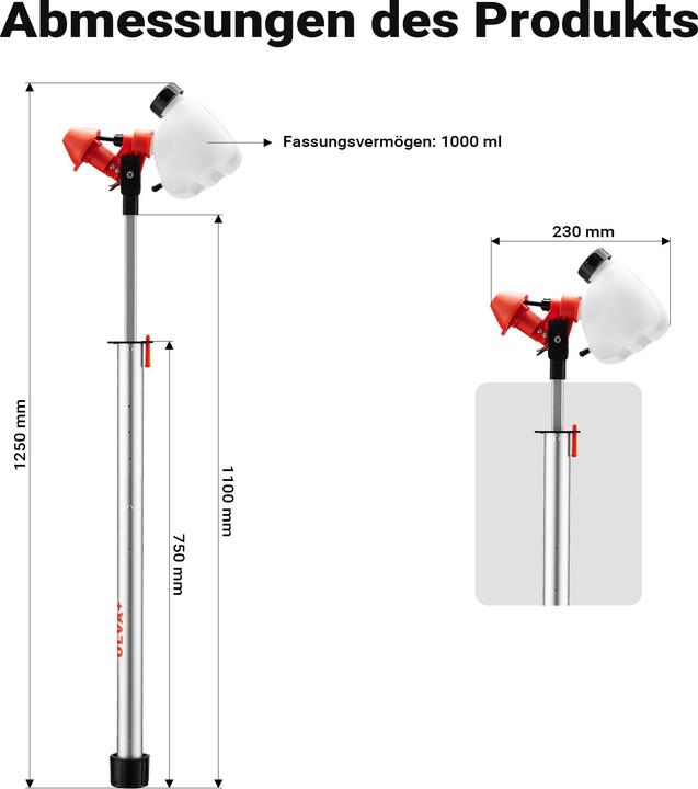Produktbild Wiltec ULVA+ Handsprühgerät batteriebetrieben Drucksprüher Sprühgerät 3 Düsen (1 l)