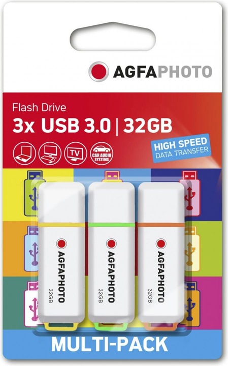 Image du produit AGFAPHOTO USB 3.2 Gen 1 32GB Color Mix MP3 (32 Go, USB 3.2)