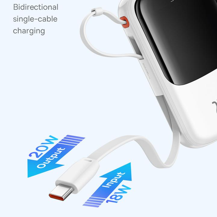 Produktbild Baseus Qpow Pro+ Power Bank 22.5W 10000mAh USB-C - White (10000 mAh, 22.50 W, 37 Wh)