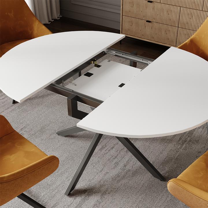 Actual product image Vicco Dining table Loyd, white/black, 120 x 120 cm extendable (120 x 120 cm)