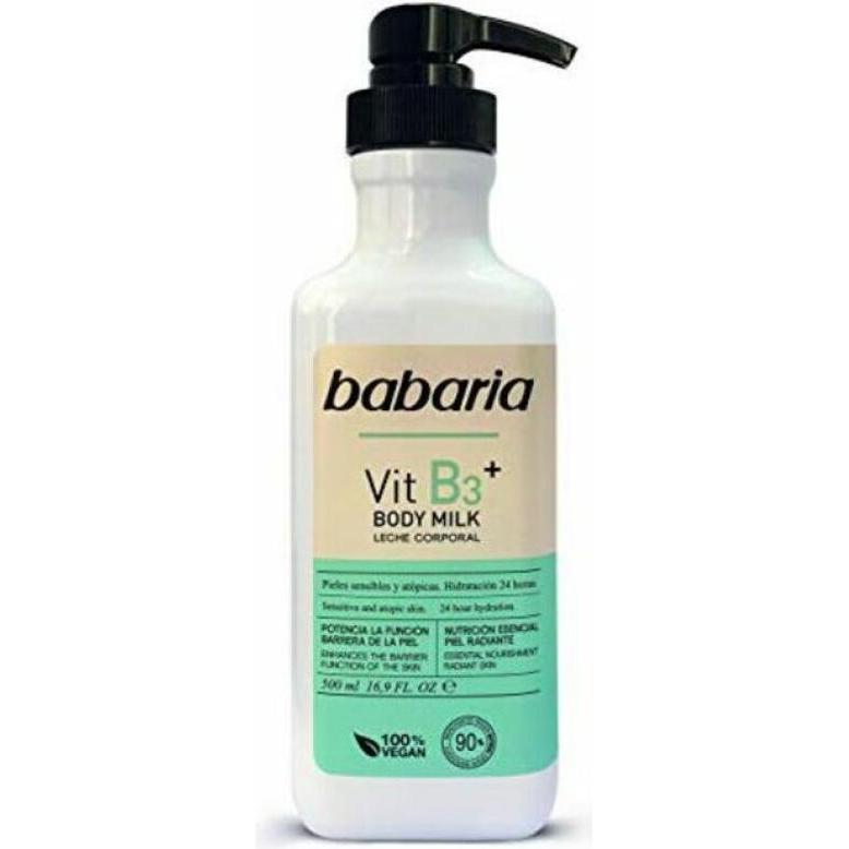 Babaria, Bodylotion, VITAMIN B3+ body milk 100% vegan 500 ml (Körpermilch, 500 ml)