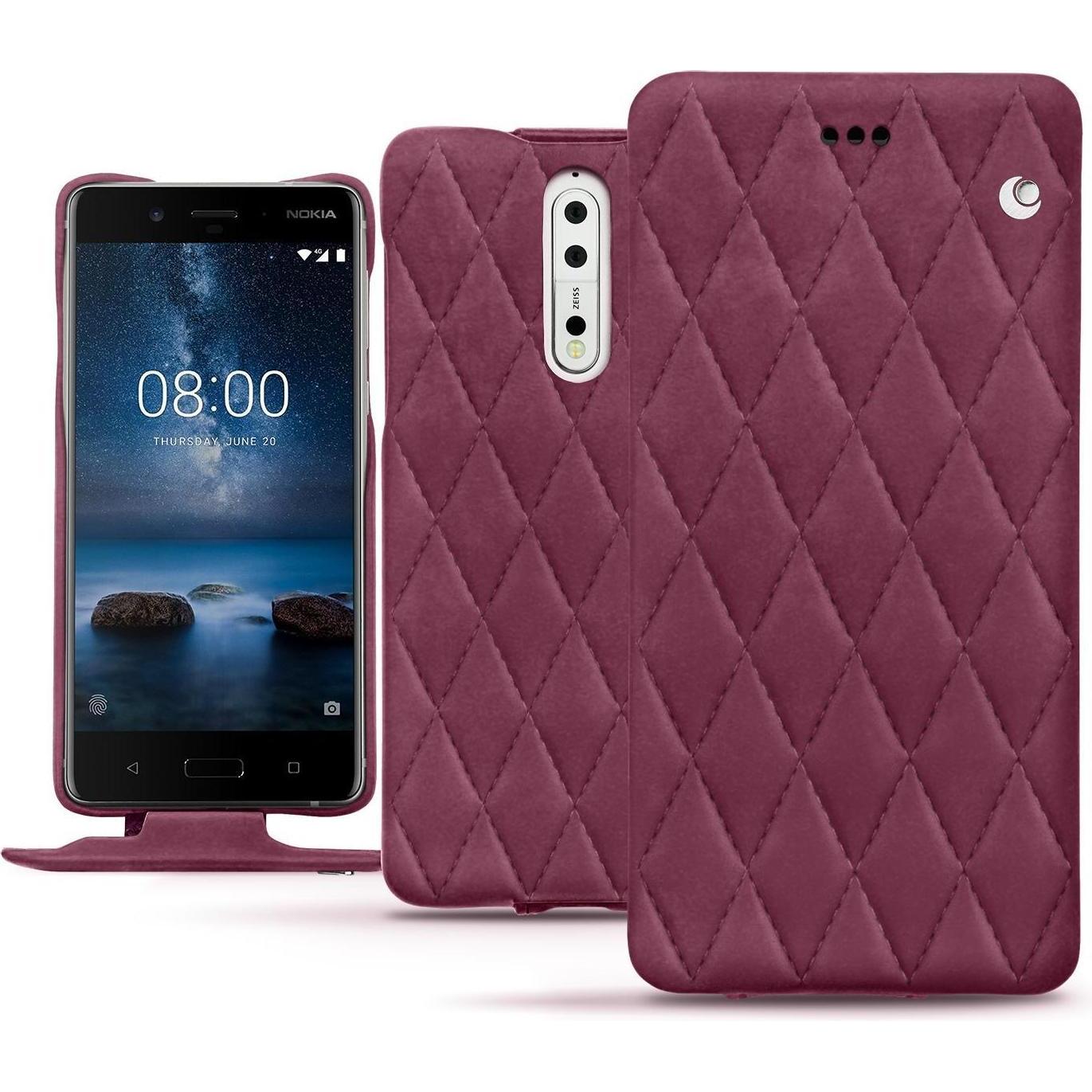 Noreve Lederschutzhülle vertikal (Nokia 8), Smartphone Hülle, Violett