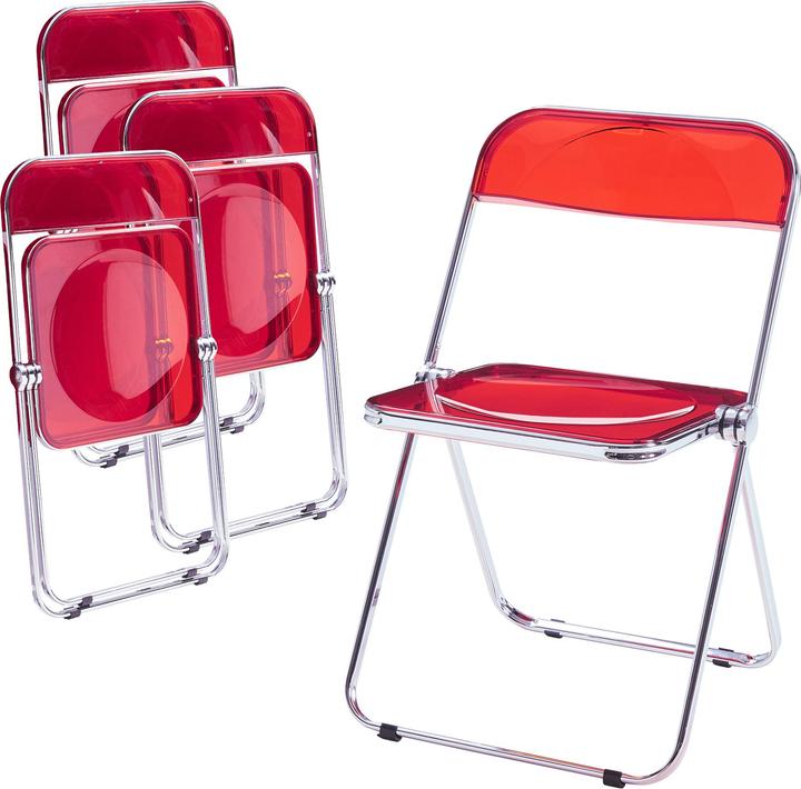 Actual product image En.Casa Klappstuhl Pornainen 4er Set Rot, transparent