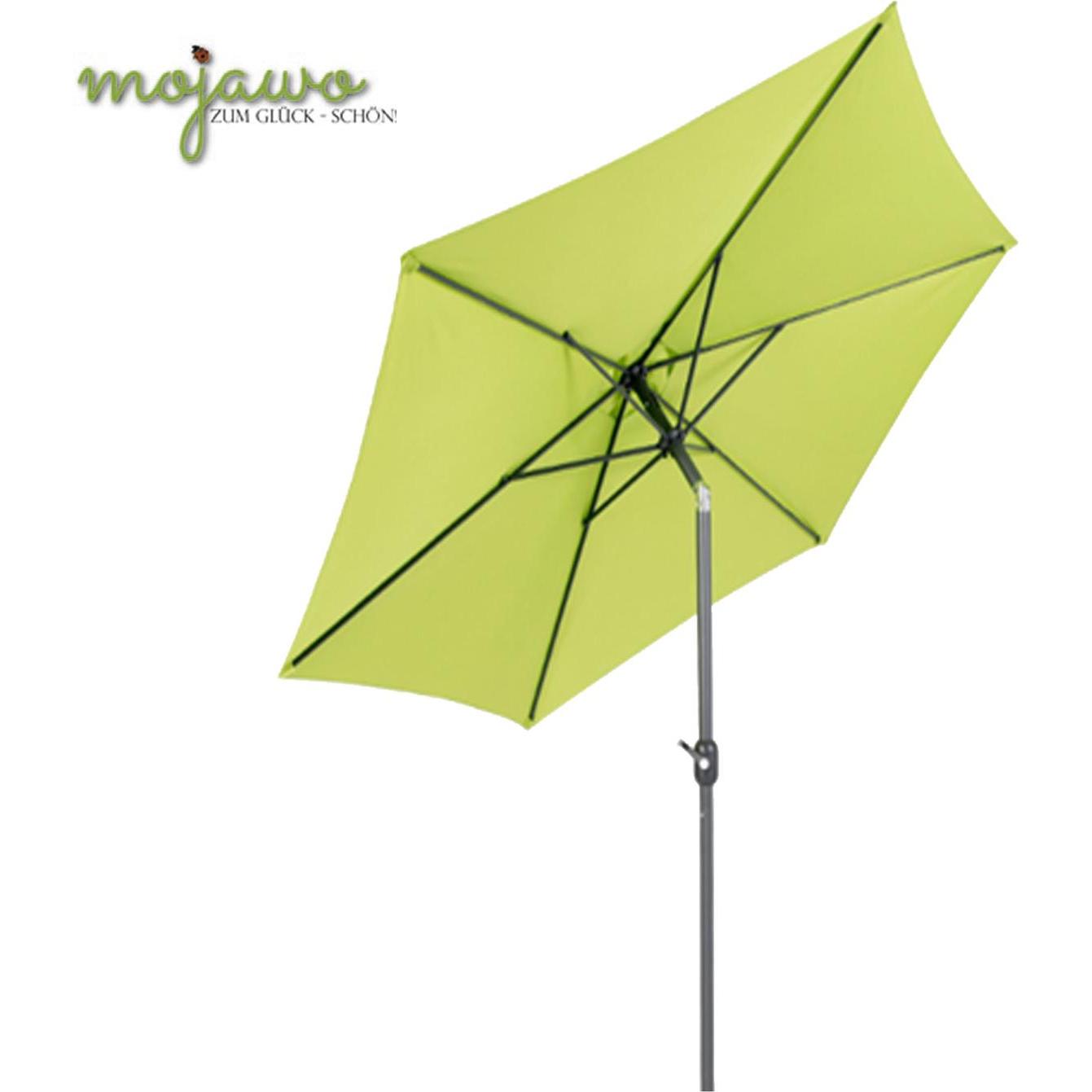 Mojawo, Sonnenschirm, XL Alu Sonnenschirm Ø 3m knickbar Limegrün