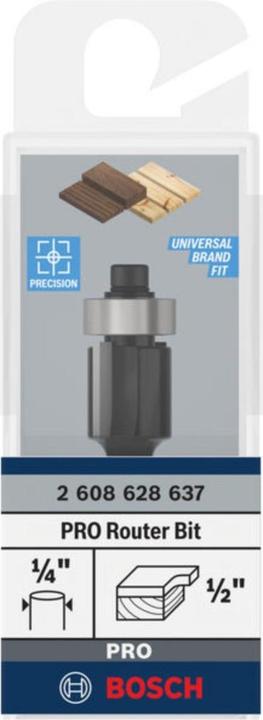 Produktbild Bosch Professional Zubehör Laminat-Bündigfräser, 1/4-Zoll, D1 12,7 mm, L 12,7 mm, G 56 mm