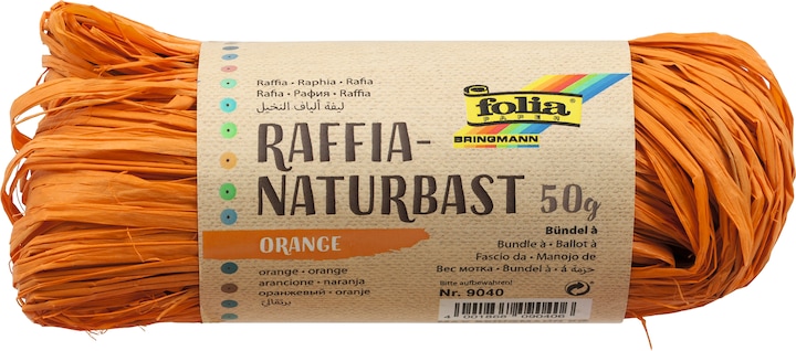 Actual product image Folia Bringmann Natural Bast Raffia 50g Orange