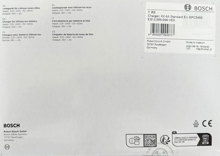 Immagine prodotto Bosch eBike Ampere BPC3400 (400 Wh, Caricabatterie per biciclette elettriche)