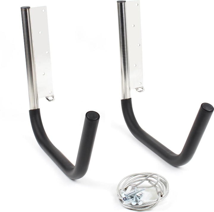 Wiltec Universal Kayak Holder max. 80kg Stainless Steel Wall Holder, Steel Rope, Kayak, Canoe, SUP, Surf