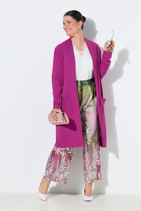 Produktbild Ulla Popken Long-Strickjacke, Stehkragen, offene Form, Langarm (50)