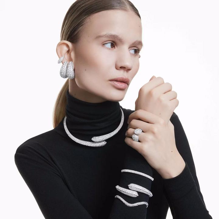 Produktbild Swarovski Sublima Drop Ohrhänger Kristallperle Rundschliff Weiss - (Swarovski Metall)