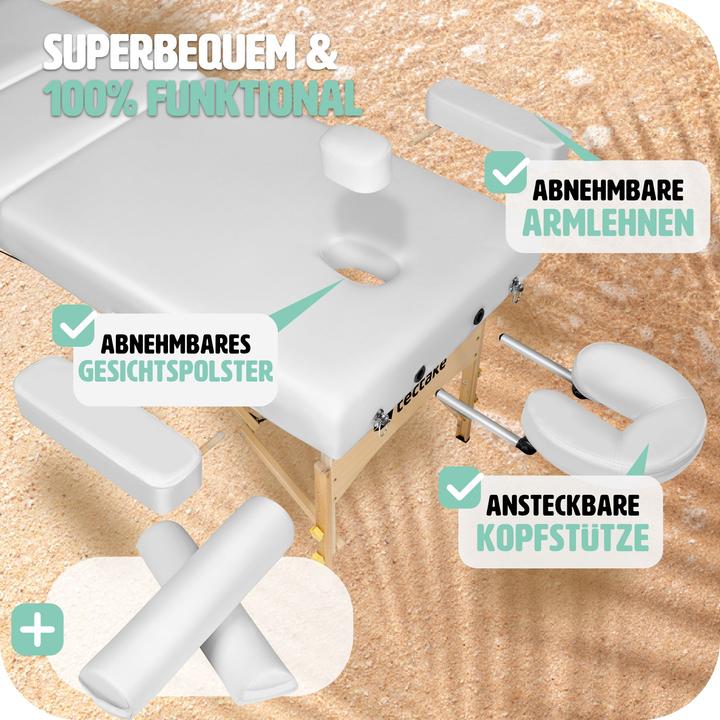 Produktbild tectake 3 Zonen Massageliege-Set Somwang mit 7,5cm Polsterung, Rollen und Holzgestell