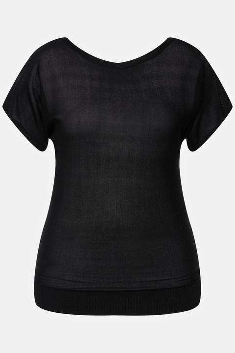 Actual product image Ulla Popken Sheer Linen Blend Tee (54)