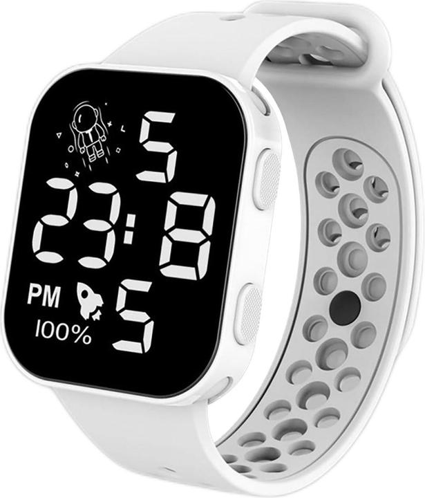 Produktbild Cbx P1 Fashion LED-Digitaluhr mit Silikonarmband 12-Stunden-Anzeige Weiss (33 mm)