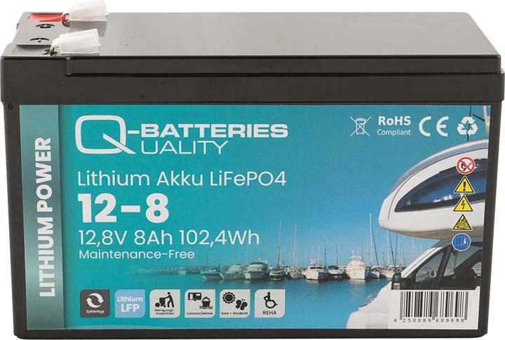 Produktbild Q-Batteries Lithium Akku 12-8 12,8V 8Ah 102,4Wh LiFePO4 Batterie (12.80 V, 8 Ah)