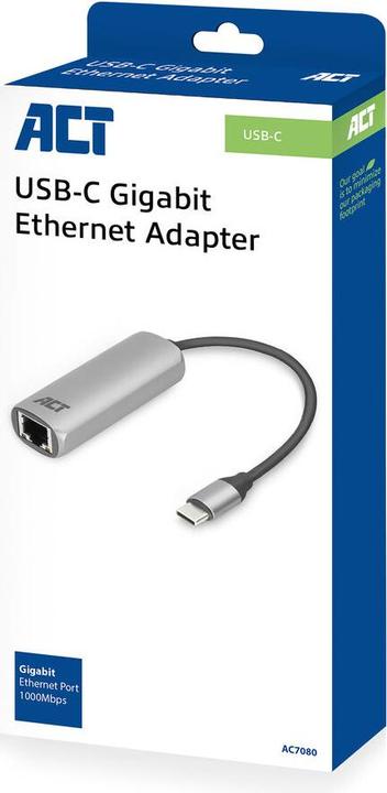 Image du produit ACT Adaptateur réseau USB-C Gigabit USB-C- RJ45 GIGA ETHERNET 0.14 (Ethernet, RJ45 Gigabit Ethernet (1x))