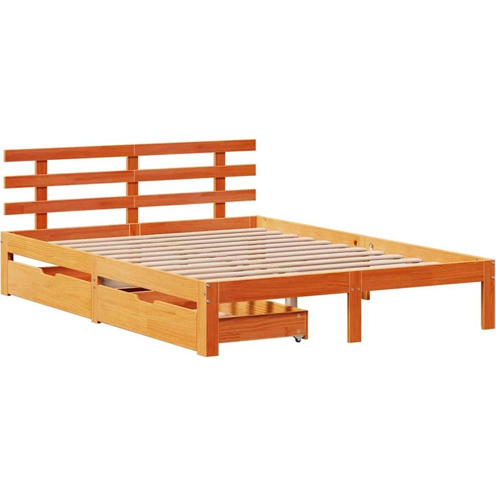 Thumbnail - VidaXL, Bett, Bett mit Schubladen Kiefer (140 x 200 cm)