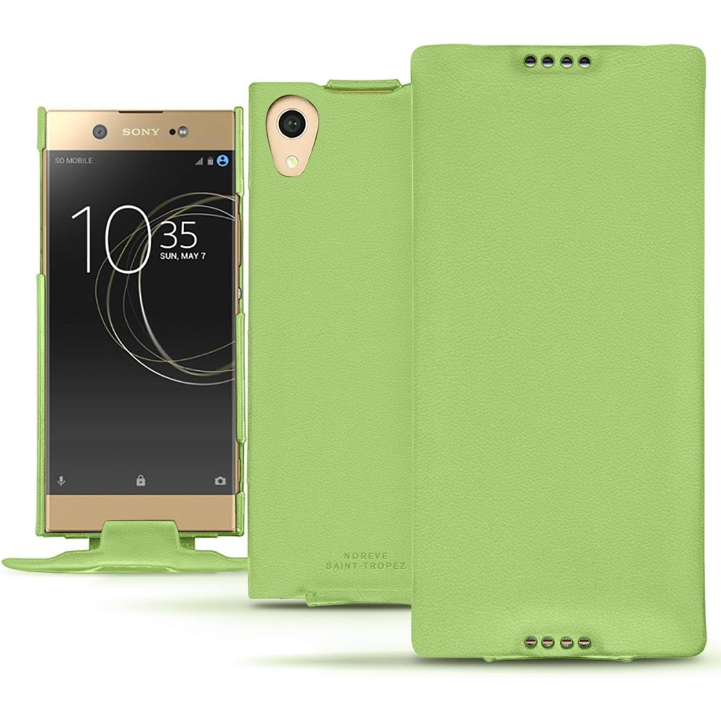 Noreve Lederschutzhülle vertikal (Sony Xperia XA1 Ultra), Smartphone Hülle, Grün