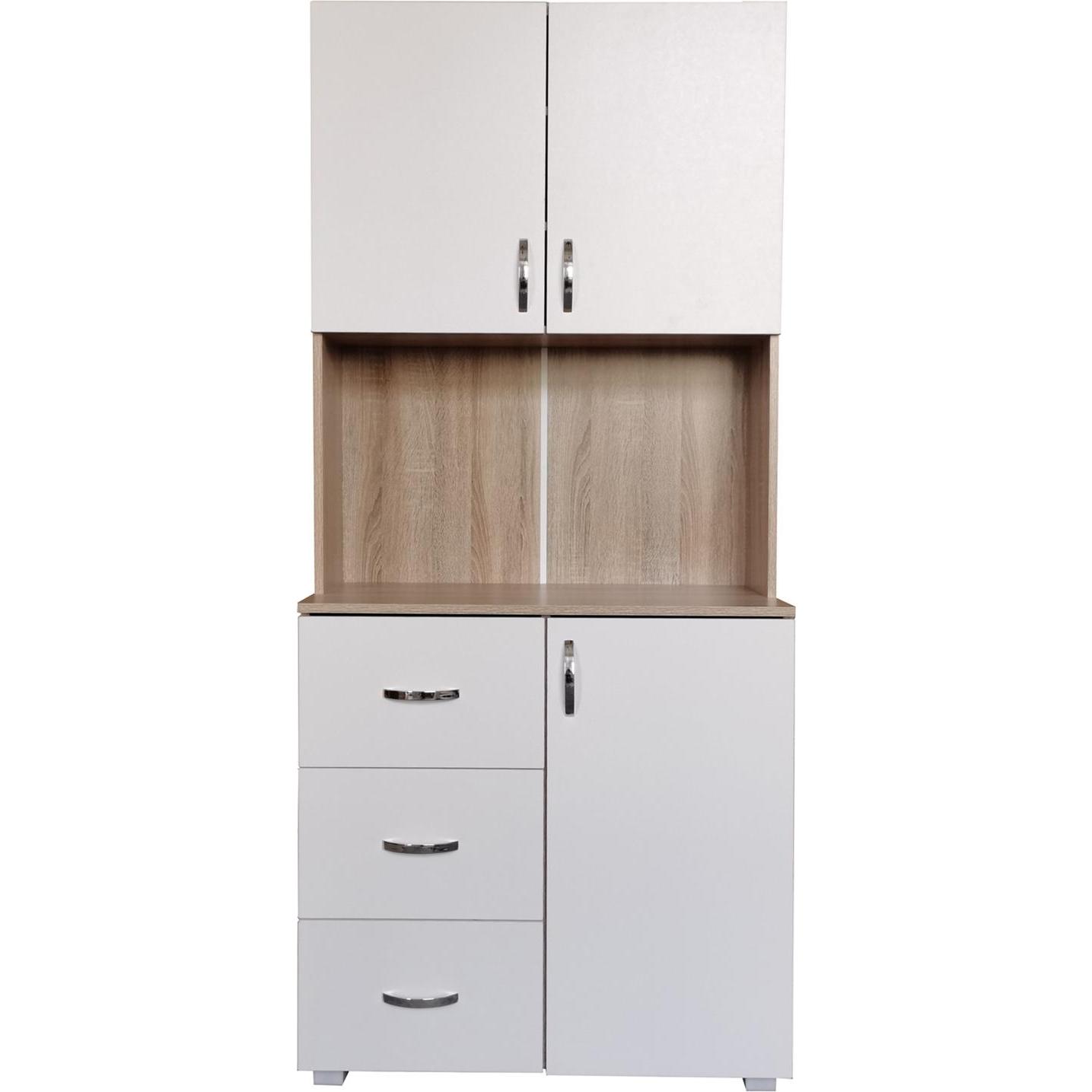 HTI-Living, Regal, Küchenschrank Weiss/Sonoma Blanca (80 x 180 x 40 cm)