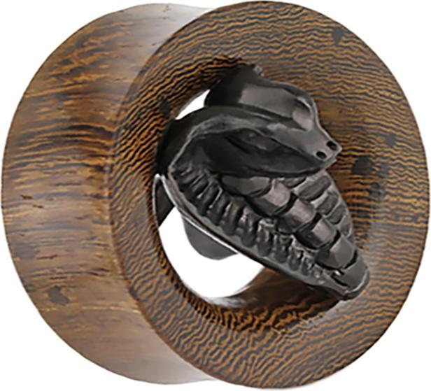 Produktbild Star Piercing Flared Tunnel Schlangenholz mit Cobra aus Ebenholz (ohne Messing, Organisch)