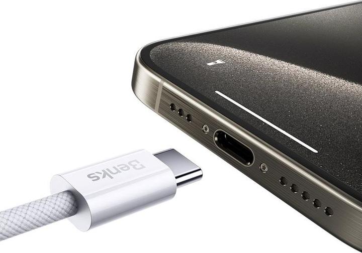 Produktbild Benks D46 geflochtenes Typ-C zu Typ-C Schnellladekabel 1m - Weiss (1 m, USB 3.0, USB 2.0, USB 1.1, USB 1.0, 60 W)