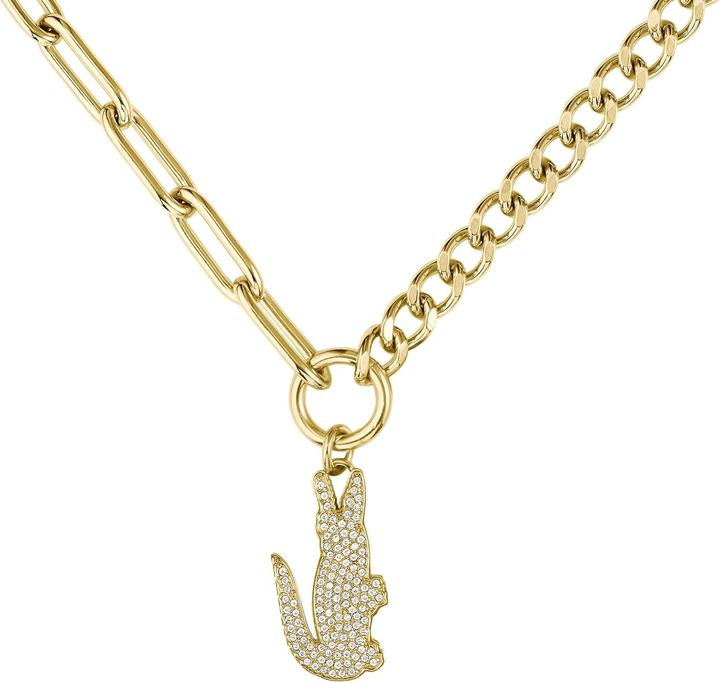 Actual product image Lacoste - Distinctive gold-plated necklace with zircons Crocodile 2040145 (Stainless steel)