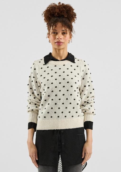 Produktbild s.Oliver Strickpullover Pullover mit Puffärmel und Punktemuster (M)