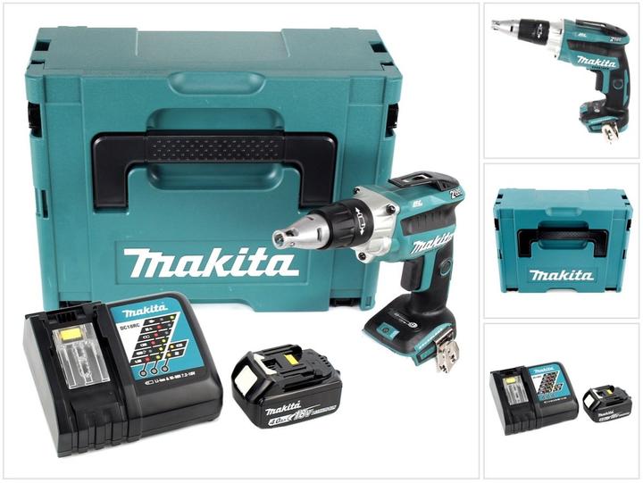Produktbild Makita DFS 250 RM1J Akku Trockenbauschrauber 18 V Brushless + 1x Akku 4,0 Ah + Ladegerät + Makpac (Akkubetrieb)