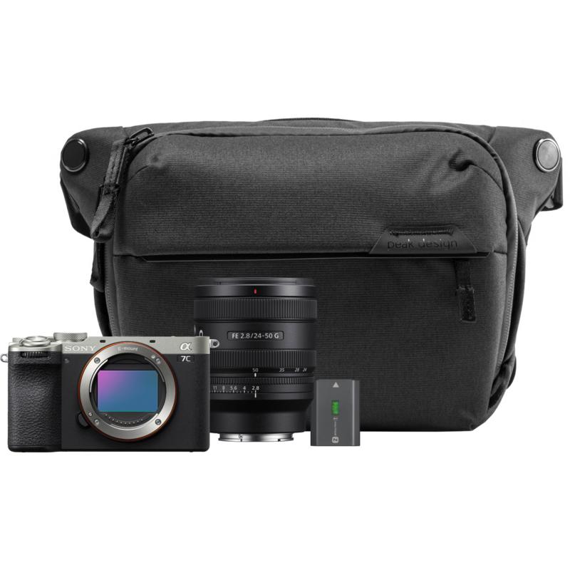 Sony A7C II Silver Travel Kit (24 - 50 mm, 33 Mpx, Vollformat), Kamera, Silber