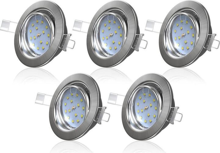 Produktbild B.K.Licht LED Einbauleuchten-Set, matt-nickel, 5xLED-Modul/4,8W (400 lm)