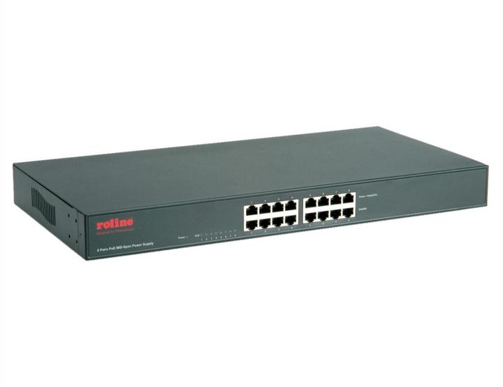 Actual product image Roline 48.30cm (19") PoE MID-Span Power Supply, 8 Midspan Ports (8 ports)