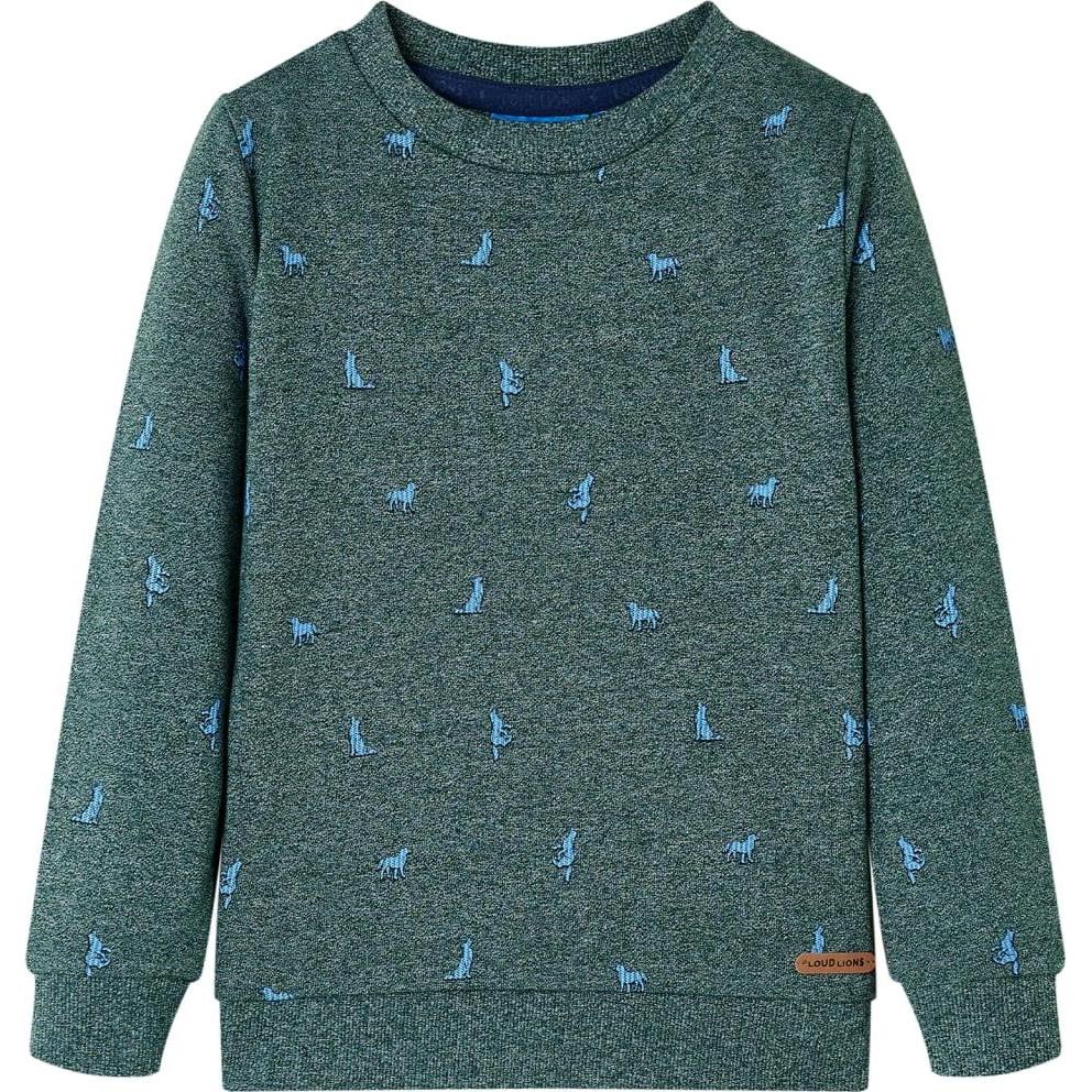 VidaXL, Unisex, Pullover, Kinder-Sweatshirt Dunkelgrün Melange 128,Material: 50, Grün, (128)