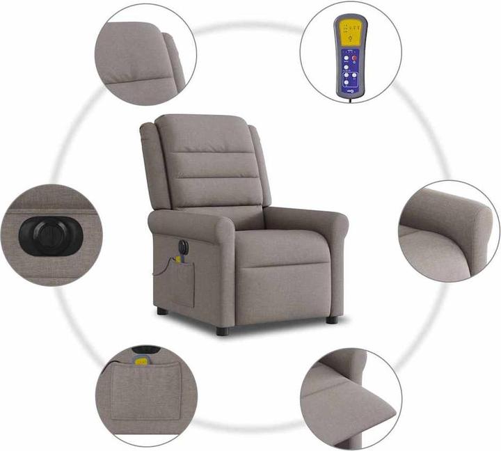 Produktbild vidaXL Massagesessel Elektrisch Taupe Stoff
