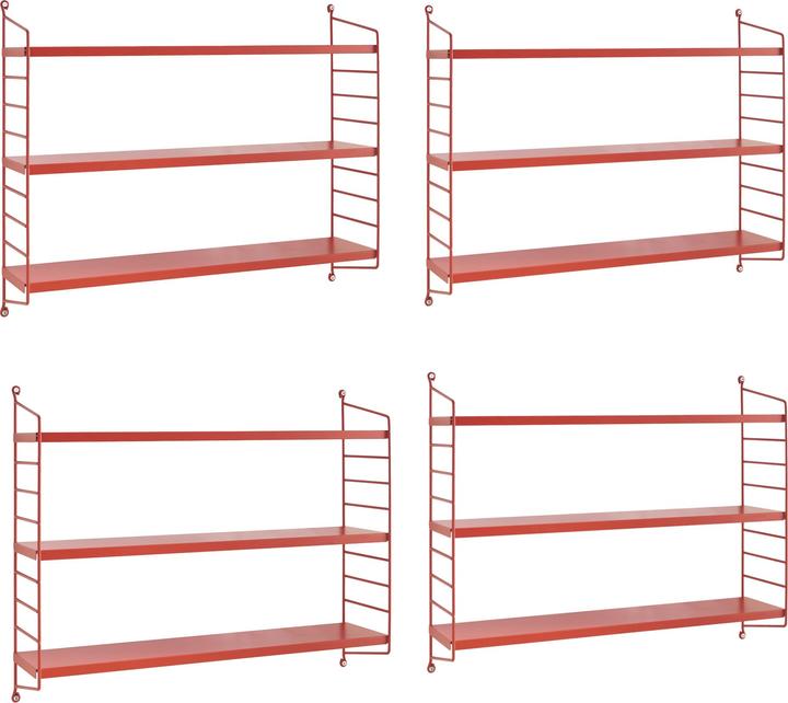 Nutritional values and ingredients En.Casa Modular wall shelf Strängnäs set of 4 red (60 x 15 x 50 cm)