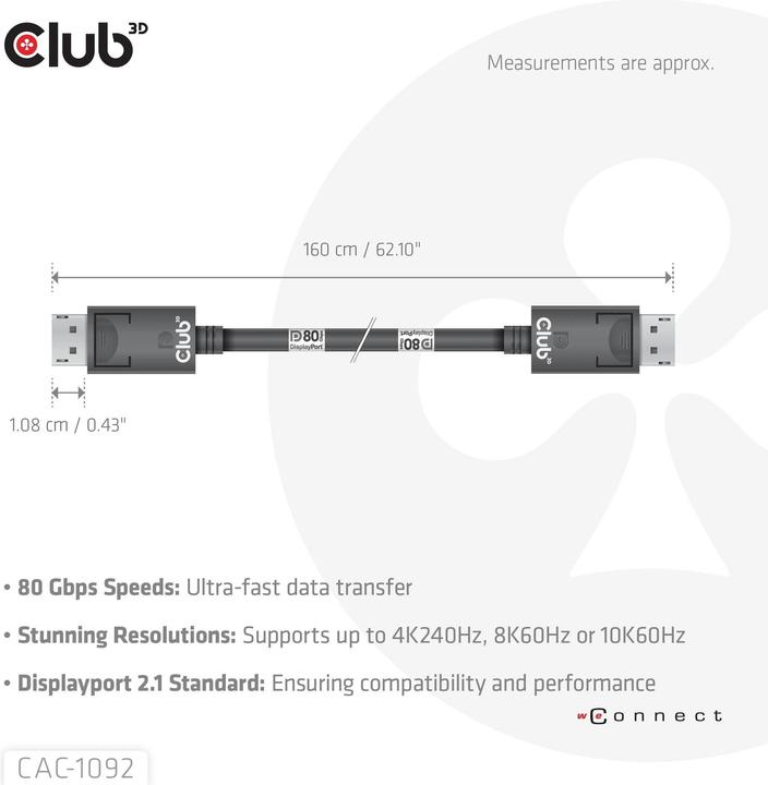 Produktbild Club 3D DisplayPort — DisplayPort (1.60 m)