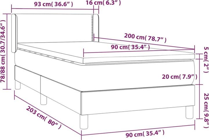 Produktbild vidaXL Boxspringbett (90 x 200 cm)