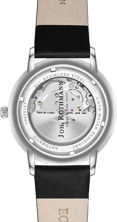 Actual product image John Rothmann Mens Automatic Watch Classic Genuine Leather Black - 26865 (Analogue wristwatch, 38.50 mm)