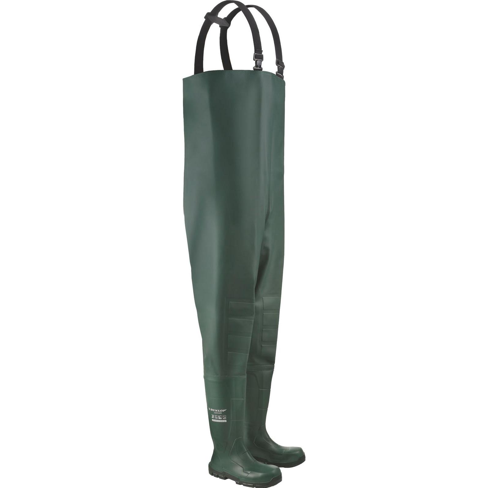 Dunlop, Uomini, Stivali di gomma, JobGUARD waders, altezza petto, S5 SR taglia 45, Verde, (45)