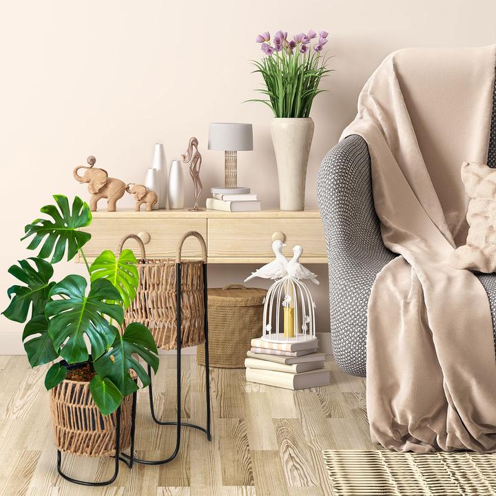 Actual product image Natura Punto Flowerpot Stand Wicker and Metal